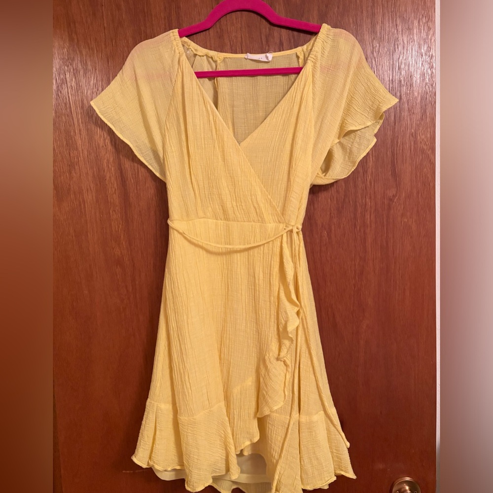 Yellow wrap dress